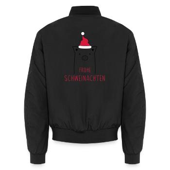 Frohe Weihnachten I Schweinachten Schwein Sau - Unisex Bomberjacke - Schwarz - Hinten - AI Model Male 185 light (185cm)