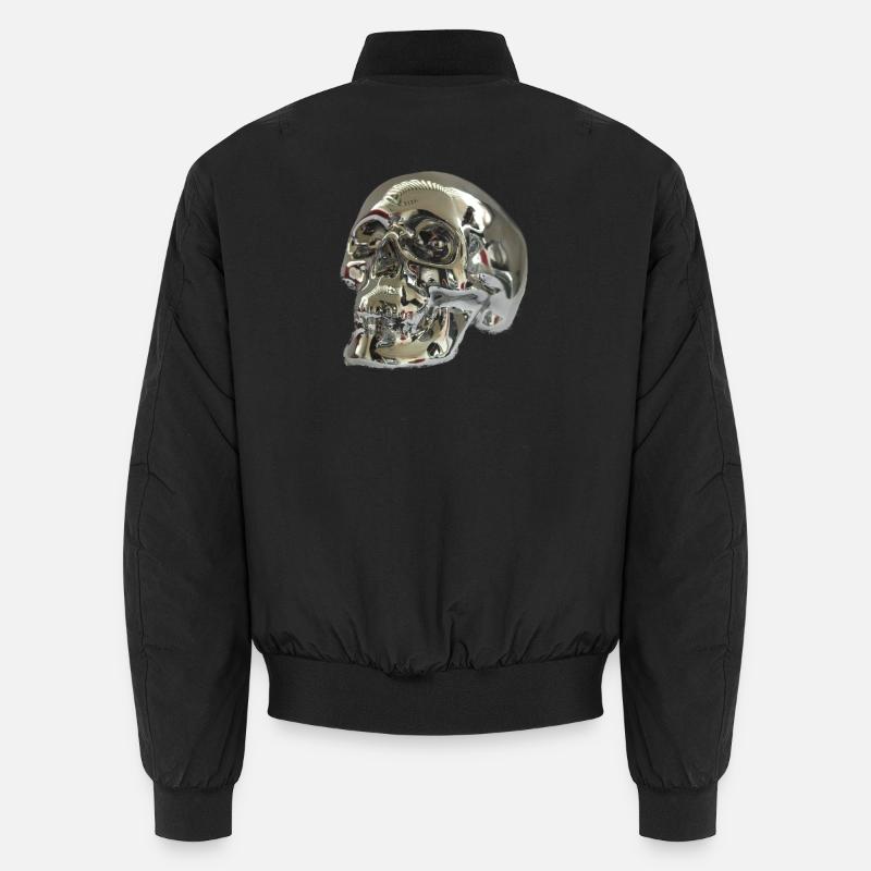 Silver skull - Unisex Bomber Jacket - black