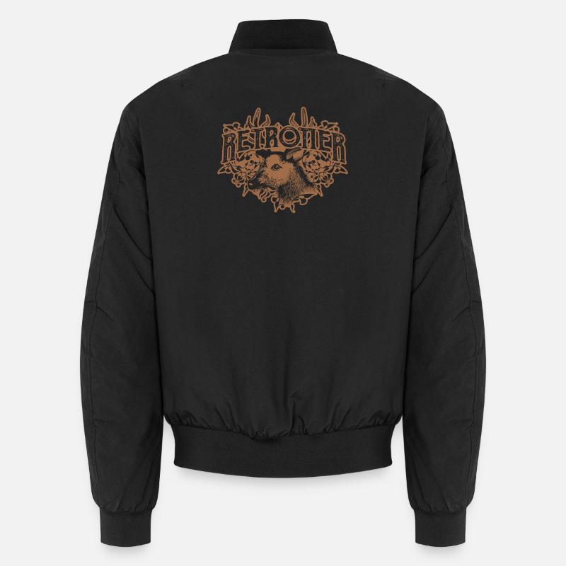 Retro Rentier Elch Hirsch Hirschkopf Geweih Unisex Bomberjacke