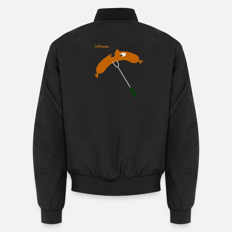 bratwurst grilling help - Unisex Bomber Jacket - black