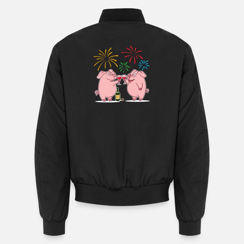 Glücksschwein Glücksbringer Silvester Neujahr Unisex Bomberjacke