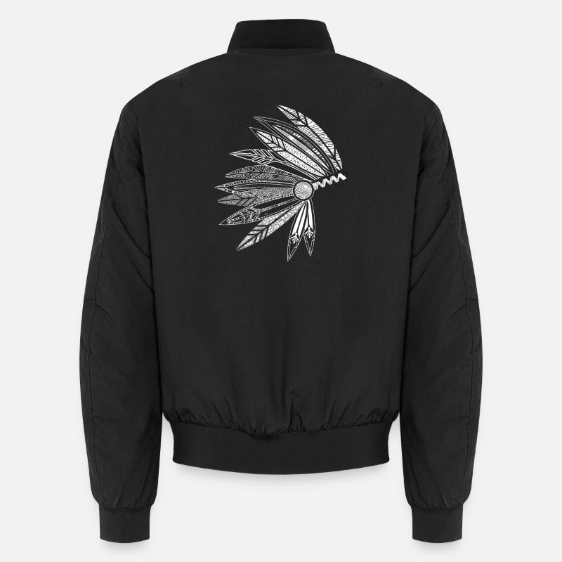 Kopfschmuck eines Häuptlings aus Federn Unisex Bomberjacke