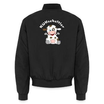 Vache en peluche = KUHscheltier - Bomber unisexe - noir - Dos - AI Model Male 185 light (185cm)