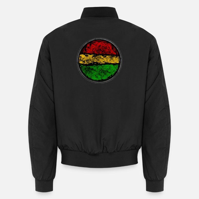 Abstraktes Retro Reggae Flag Design Unisex Bomberjacke