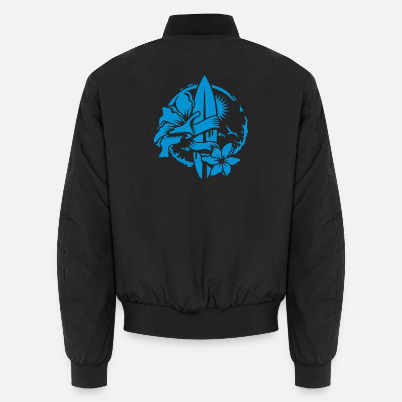 A surfboard with blossoms - Unisex Bomber Jacket - black
