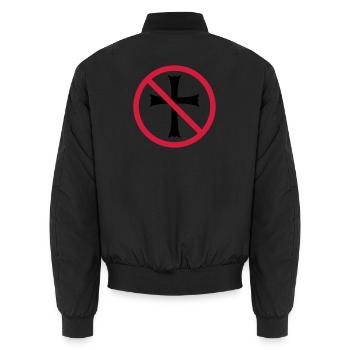 zone de bouclier interdite, aucun symbole d'église ne traverse Jésus - Bomber unisexe - noir - Dos - AI Model Male 185 light (185cm)