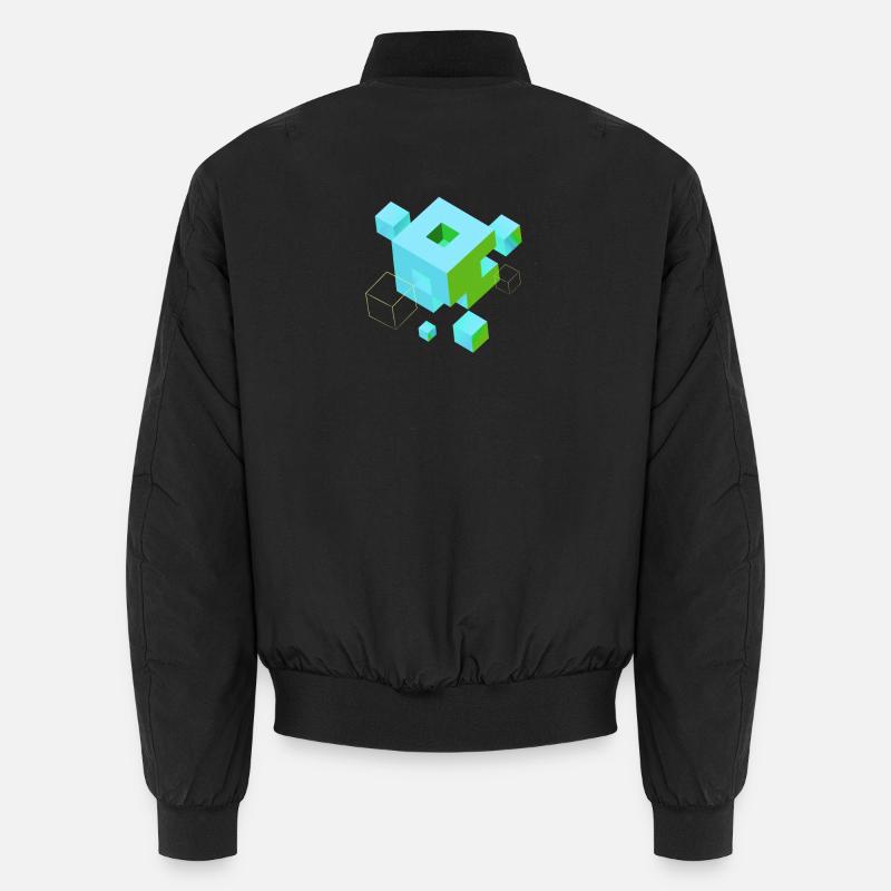 cube pixel 3d nerd game mind craft Rubix Zauber Unisex Bomber Jacket