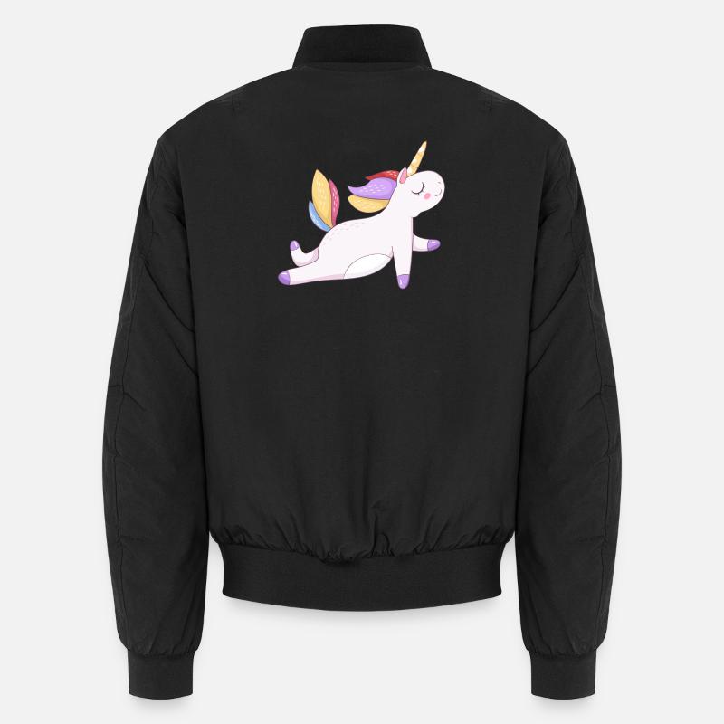 Colorful unicorn seated, pastel pattern Unisex Bomber Jacket