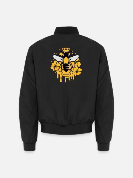 A bee with a crown - Unisex Bomber Jacket - black