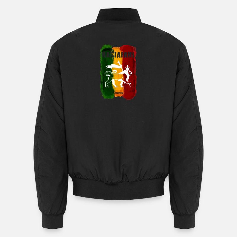 Rastafari Löwe auf Regenbogenstreifen - Unisex Bomberjacke - Schwarz