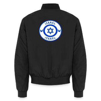 Israel Circle with National Flag Gift - Unisex Bomber Jacket - black - Back - AI Model Male 185 light (185cm)