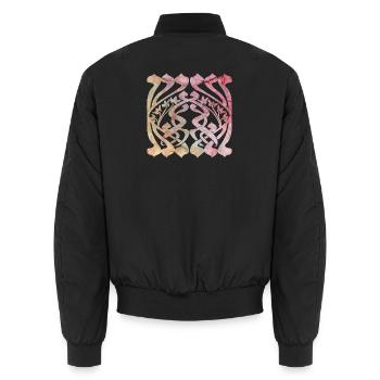 Aquarelliertes Blättermuster mit floralem Design - Unisex Bomberjacke - Schwarz - Hinten - AI Model Male 185 light (185cm)