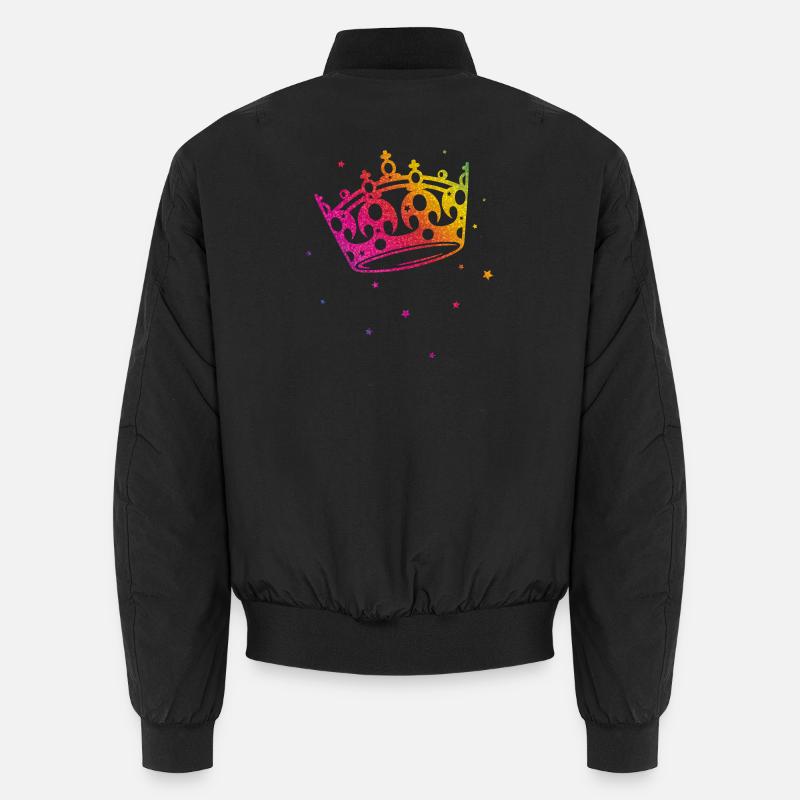 Crown Glitter Rainbow Love CSD LGBT - Unisex Bomber Jacket - black