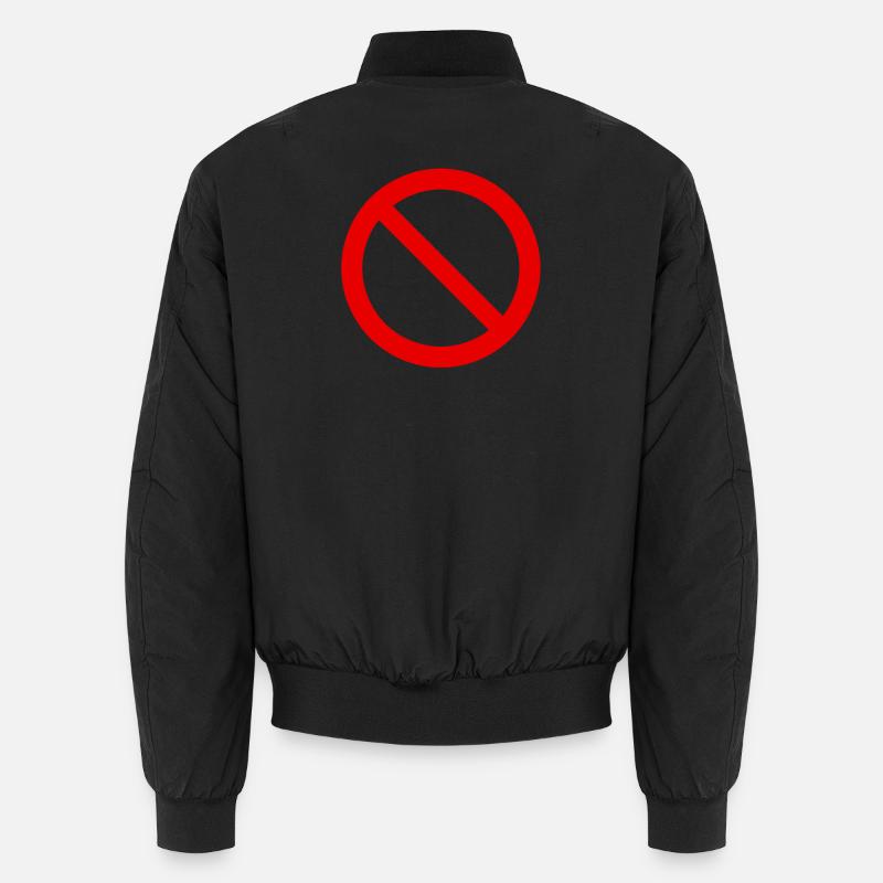 Red Forbidden Symbol Pattern - Unisex Bomber Jacket - black