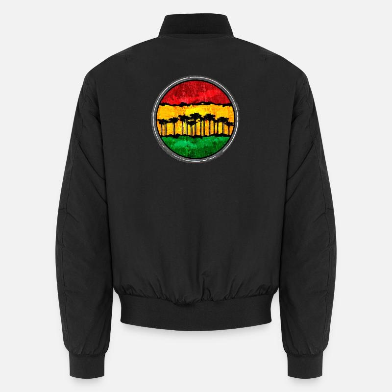 African sunset with reggae motif - Unisex Bomber Jacket - black