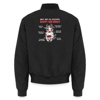 Alles Gute Geburtstag Geburtstagsspruch Lustig - Unisex Bomberjacke - Schwarz - Hinten - AI Model Male 185 light (185cm)