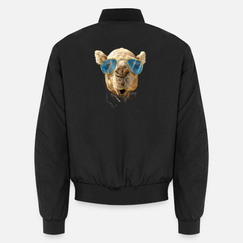 Camel with sunglasses - Unisex Bomber Jacket - black