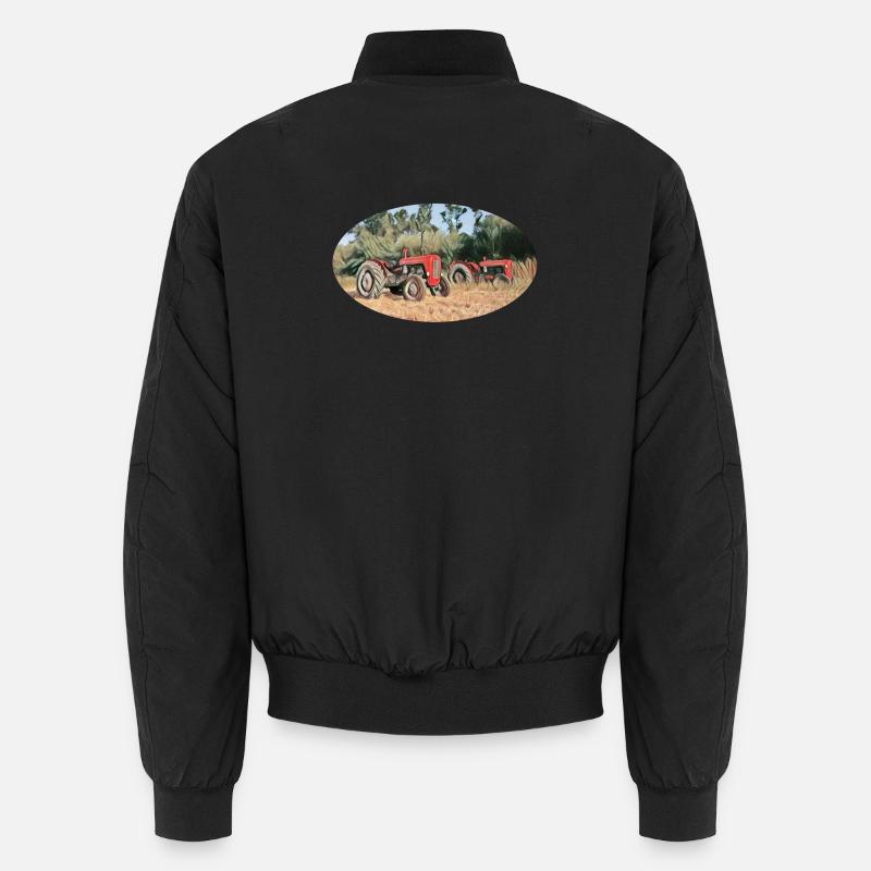 Red tractors in the field Unisex Bomber Jacket