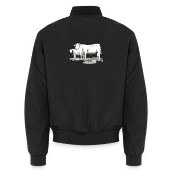 Vache avec veaux, ferme cadeau, bétail fermier - Bomber unisexe - noir - Dos - AI Model Male 185 light (185cm)