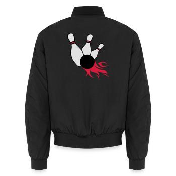 kegeln bowling - Unisex Bomberjacke - Schwarz - Hinten - AI Model Male 185 light (185cm)