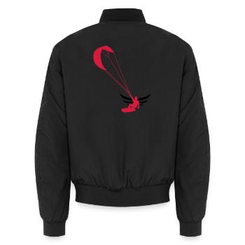Kitesurfen / Kitesurfer / Kiteboarden / Kitesurf - Unisex Bomberjacke - Schwarz - Hinten - AI Model Male 185 light (185cm)