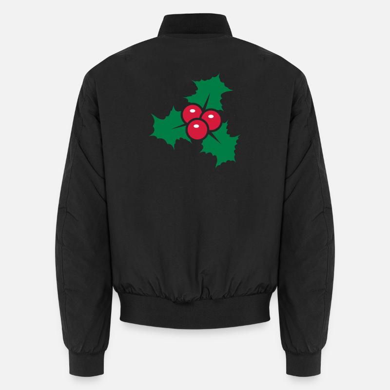 Stechpalmenblätter mit roten Beeren - Unisex Bomberjacke - Schwarz