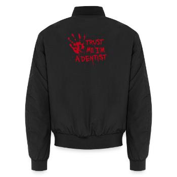 Trust me I'm a dentist - Unisex Bomber Jacket - black - Back - AI Model Male 185 light (185cm)
