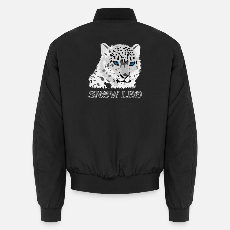 Snow Leopard Big Cat - Unisex Bomber Jacket - black