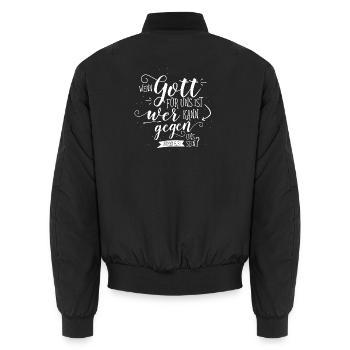 Wenn Gott Für Uns Ist - Unisex Bomberjacke - Schwarz - Hinten - AI Model Male 185 light (185cm)