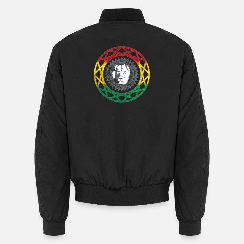 Löwengesicht im Rasta-Mandala-Stil Unisex Bomberjacke