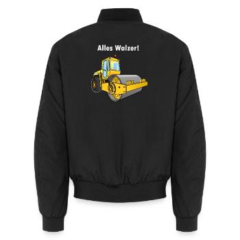 Dampfwalze, Alles Walzer, niederwalzen, Straßenbau - Unisex Bomberjacke - Schwarz - Hinten - AI Model Male 185 light (185cm)