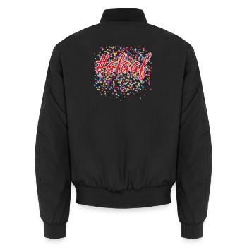 Karneval Fasching Kostüm Köln Weiberfastnacht - Unisex Bomberjacke - Schwarz - Hinten - AI Model Male 185 light (185cm)