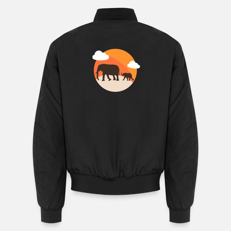 Elephant Silhouette at Sunset Orange Unisex Bomber Jacket