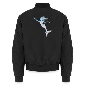 verspielte Meerjungfrau in kühlen Pastellfarben - Unisex Bomberjacke - Schwarz - Hinten - AI Model Male 185 light (185cm)