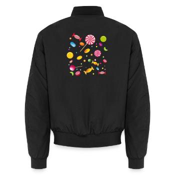 Beaucoup de bonbons, bonbons, sucettes et chewing-gum - Bomber unisexe - noir - Dos - AI Model Male 185 light (185cm)