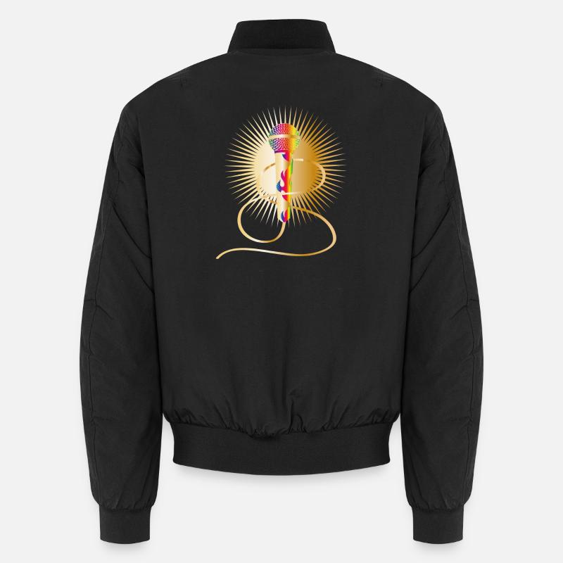 golden microphone with rainbow elements Unisex Bomber Jacket