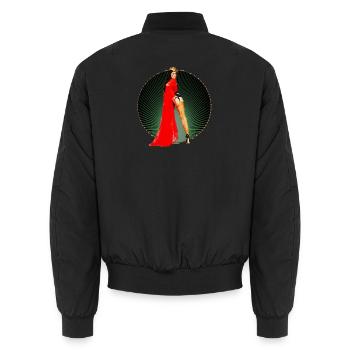 Pinup - Vintage Retro Burlesque Queen 50s Art - Unisex Bomber Jacket - black - Back - AI Model Male 185 light (185cm)