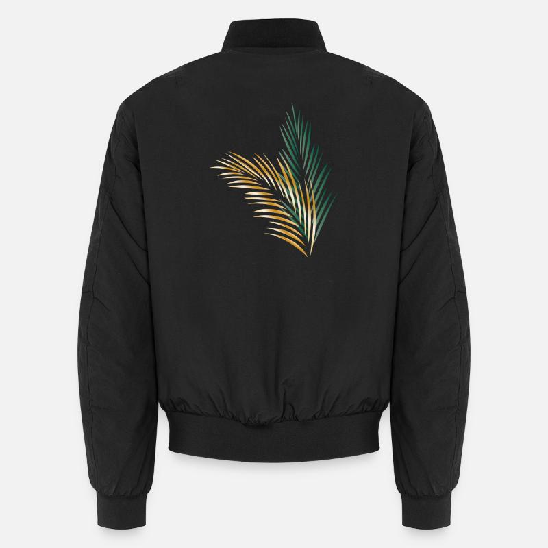 a green and a golden palm leaf Unisex Bomber Jacket