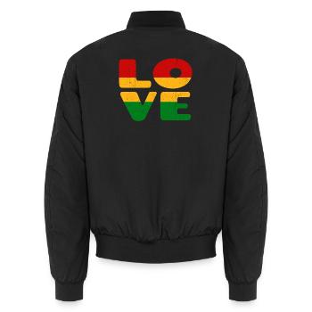 I love Jamaica Reggae Reggae Music Rasta - Unisex Bomber Jacket - black - Back - AI Model Male 185 light (185cm)