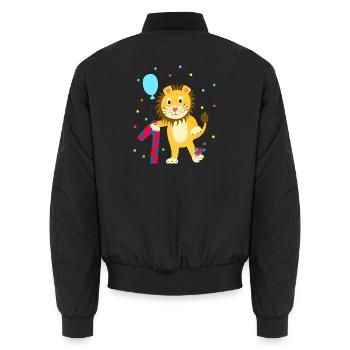 First Birthday 1st Year Lion Sweet Gift - Unisex Bomber Jacket - black - Back - AI Model Male 185 light (185cm)