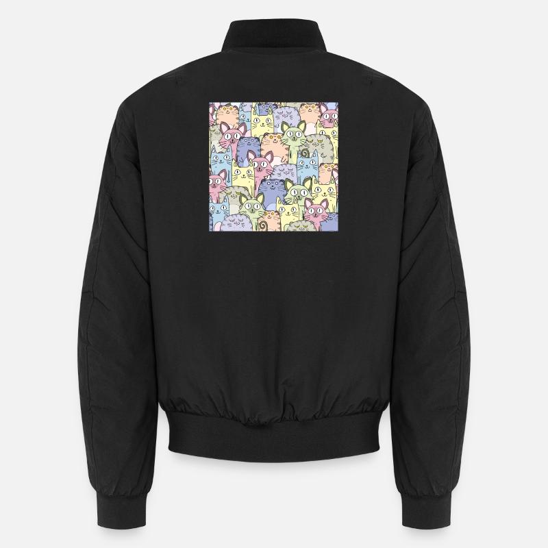 Katzen Muster Katze Wallpaper Katzenmuster Pattern Unisex Bomberjacke