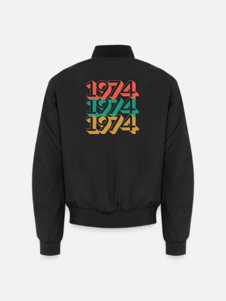 Retro 1974 farveblokmønster - Unisex bomberjakke - sort