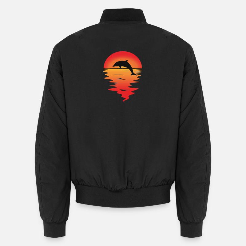Dolphin dolphin dolphin sunset romance - Unisex Bomber Jacket - black
