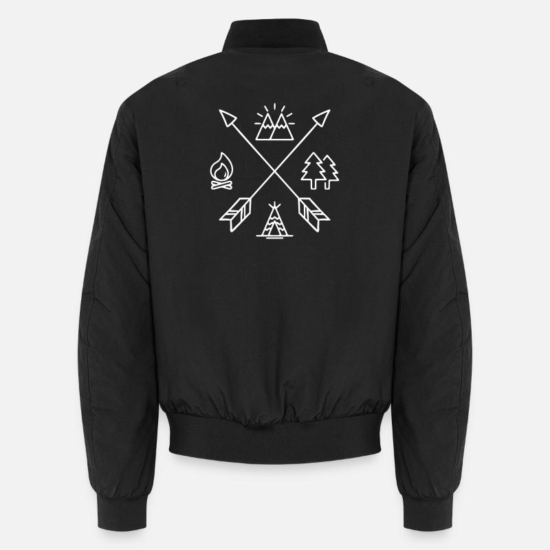 Emblem des überquerten Campfire Mountain Unisex Bomberjacke
