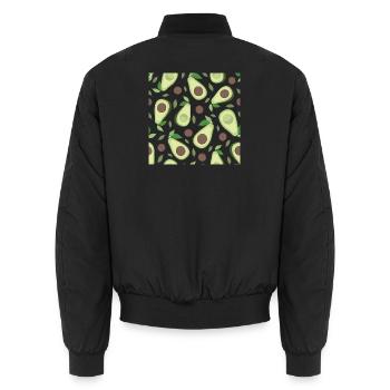 Aubergine und Avocado Muster - Unisex Bomberjacke - Schwarz - Hinten - AI Model Male 185 light (185cm)