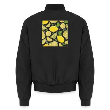 Lemon design with a fresh effect - Unisex Bomber Jacket - black - Back - AI Model Male 185 light (185cm)