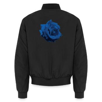 Fleur - Rose bleu - Bomber unisexe - noir - Dos - AI Model Male 185 light (185cm)