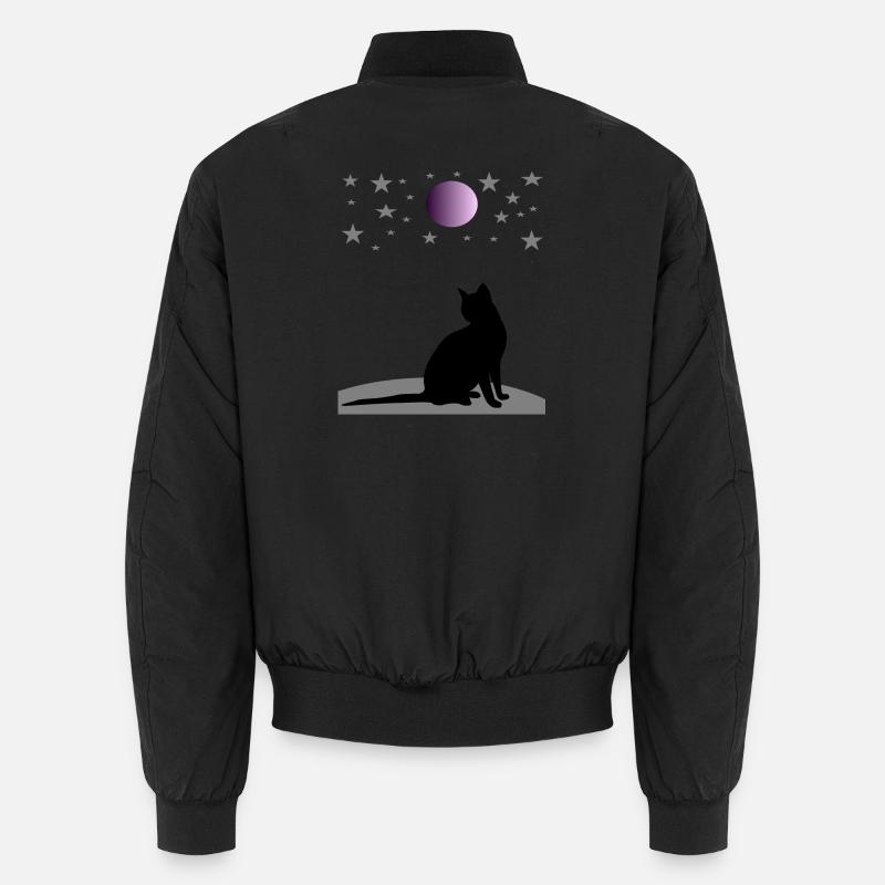 Sternenhimmel mit Mond und Katze Unisex Bomberjacke