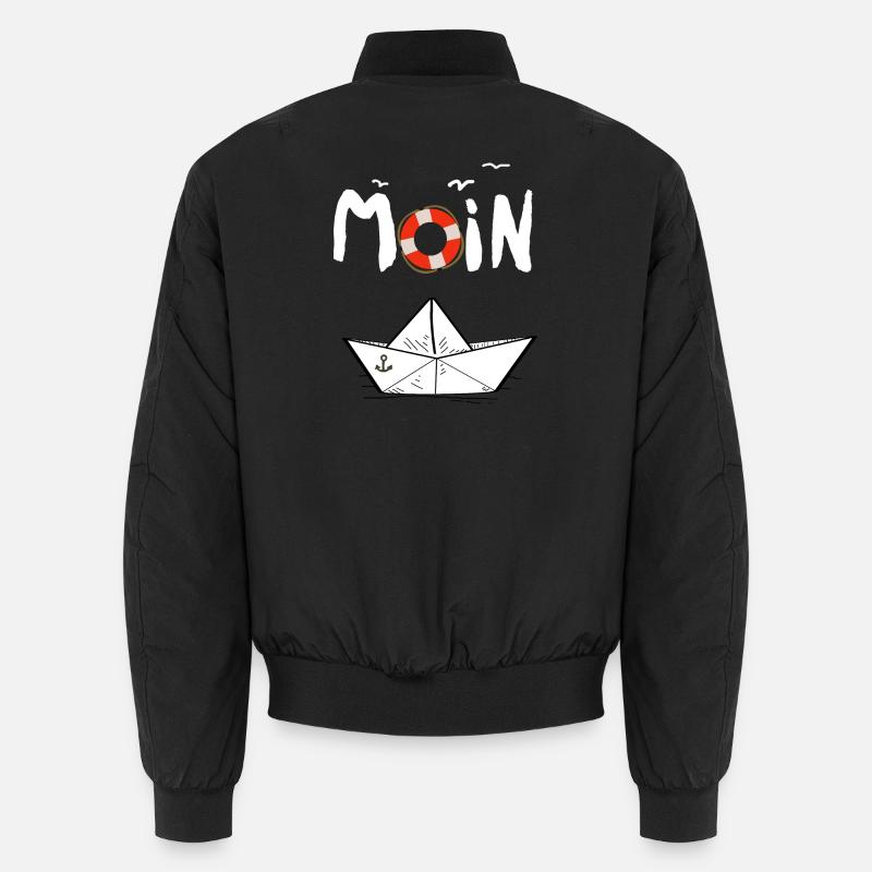 Moin Möwen Rettungsring Papierboot Schiff Unisex Bomberjacke