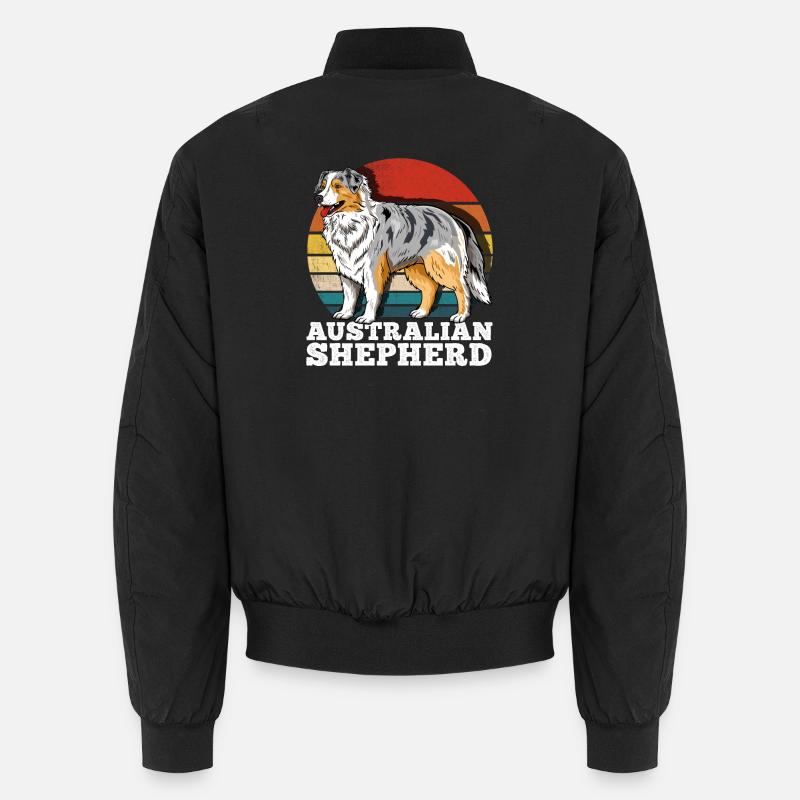 Australian Shepherd Aussie Retro - Unisex Bomber Jacket - black